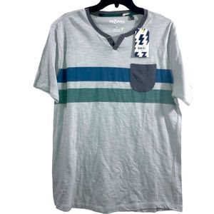 New Unzipped Mens Large Color Block V-neck Casual T-Shirt Large